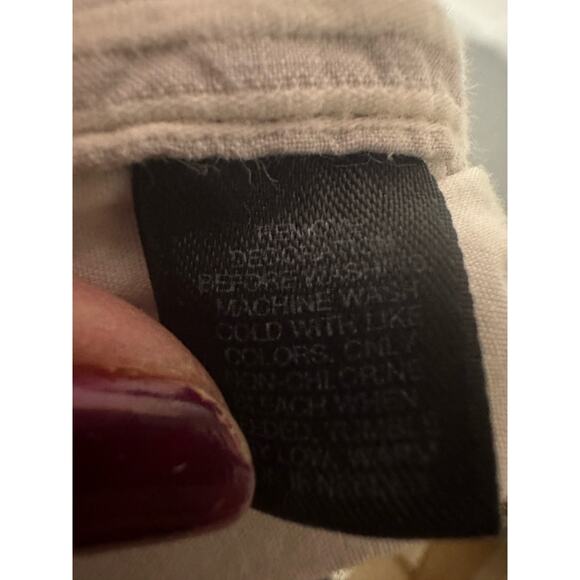 Express Shorts Womens Size 12 Tan/White Stripped will Mid Rise Chino Shortie - Picture 6 of 6